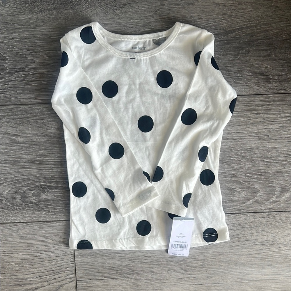 Carter's White and Black Polka Dot Kids Shirt